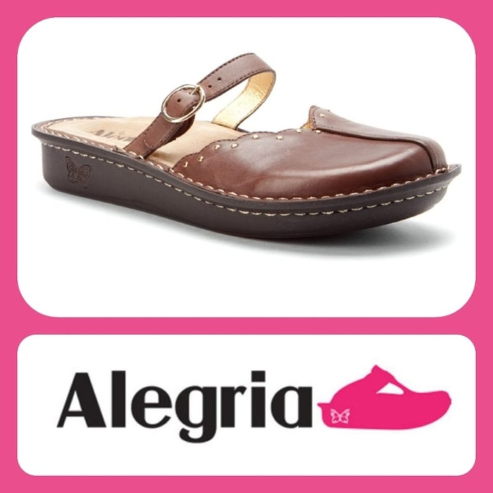 Women Alegria Tuscany Chocolate Mule Sandal sz 41